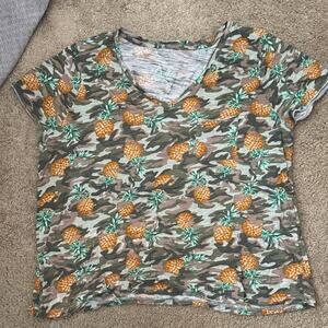 Camo Pineapple Print Short Sleeve Tee